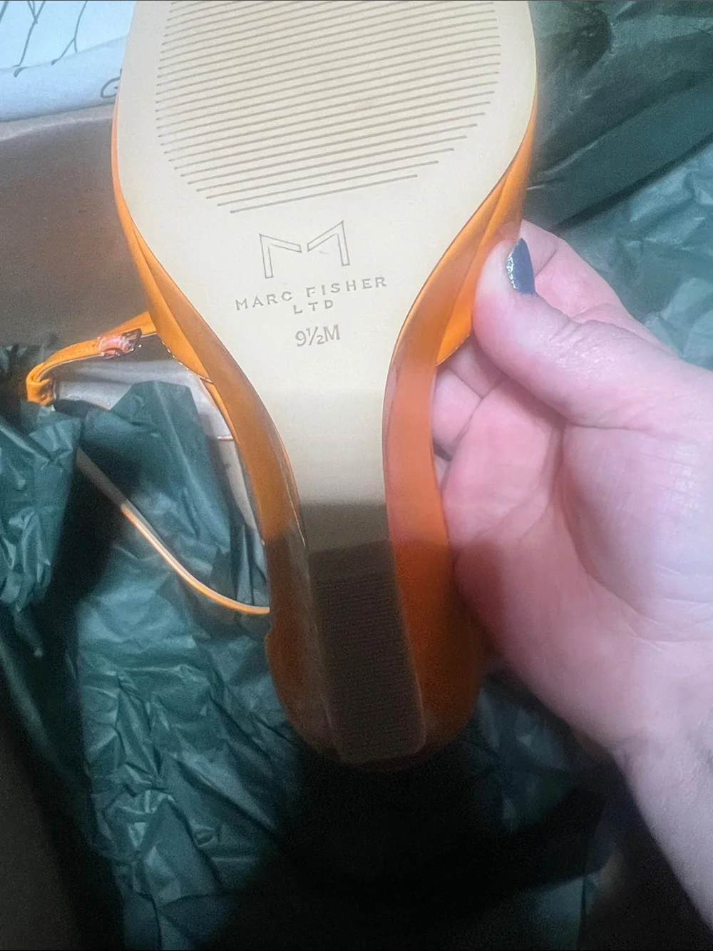 Marc fisher Orange Patent Wedge Sandals with Ankle Strap